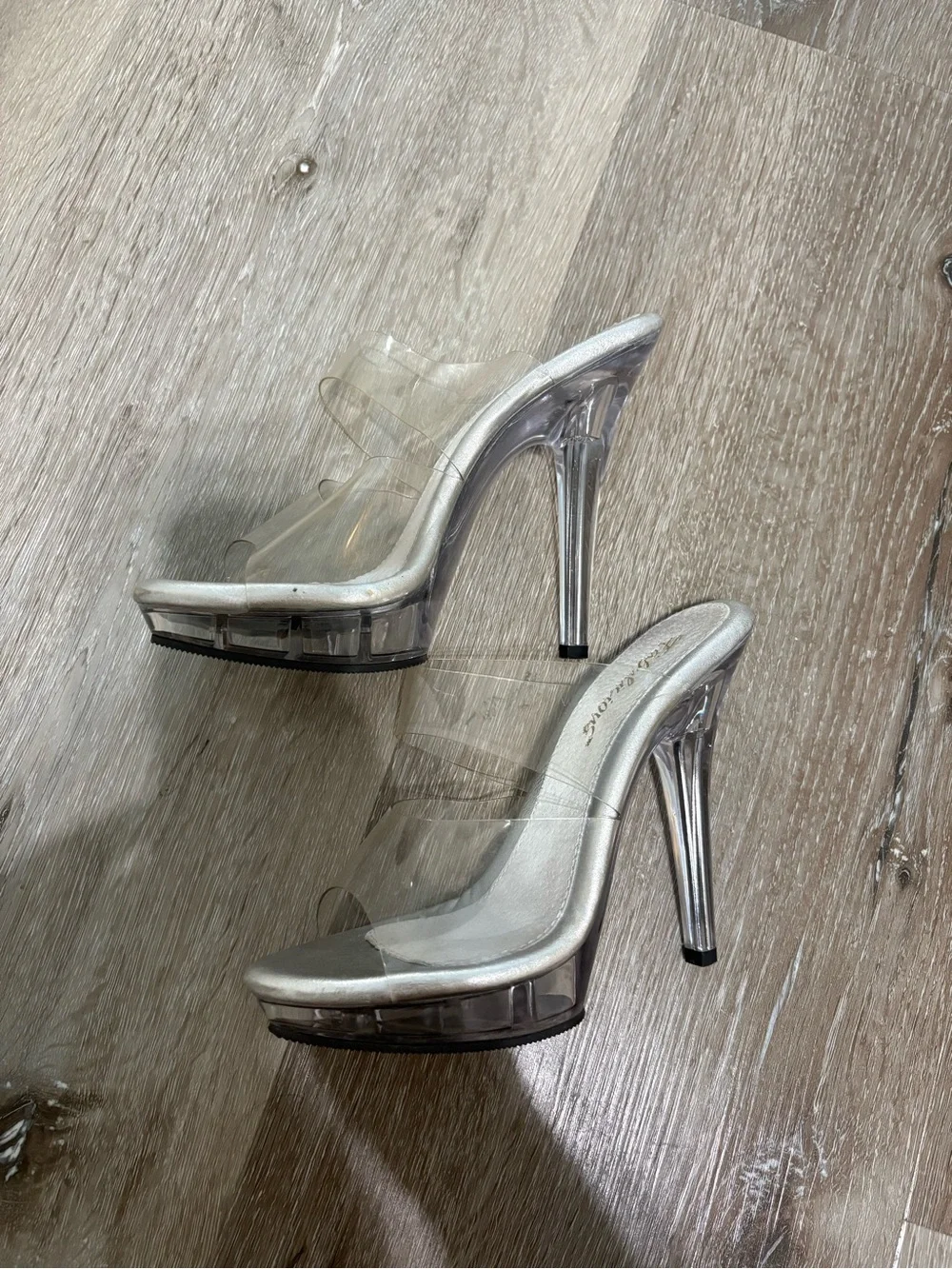 Clear Strap Silver Platform Stiletto Heels